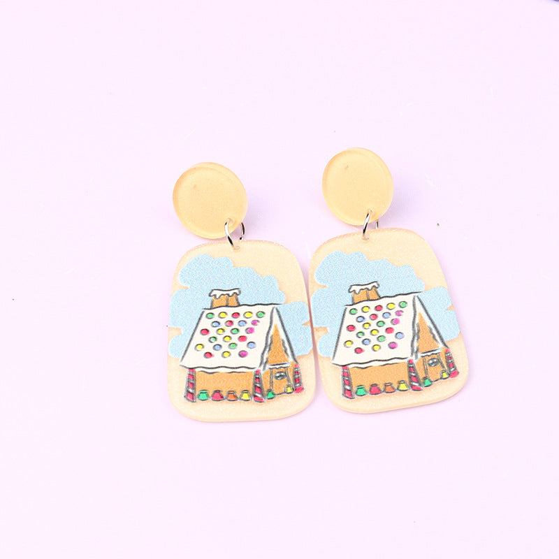 Wholesale Christmas Tree Santa Claus Snowman Acrylic Earrings